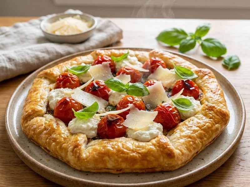 Sommerliche Paradeiser-Ricotta-Galette | Knusprig aus dem Backrohr