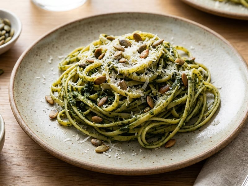 Styrian Pumpkin Seed Pesto with Linguine | Aromatic & Quick