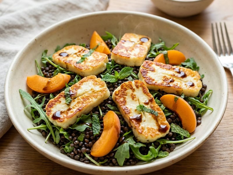 Linsensalat mit Halloumi & Marillen | Schnell & Frisch