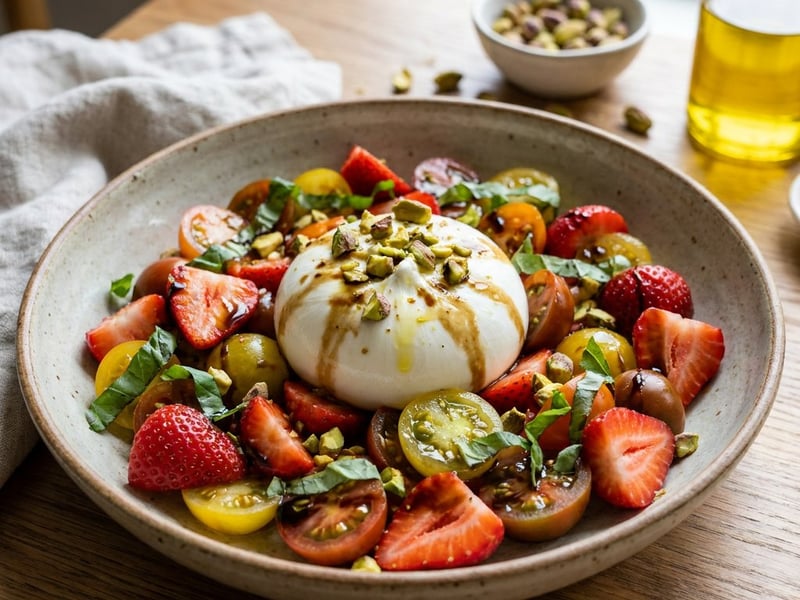 Summery Strawberry & Tomato Caprese | With Burrata