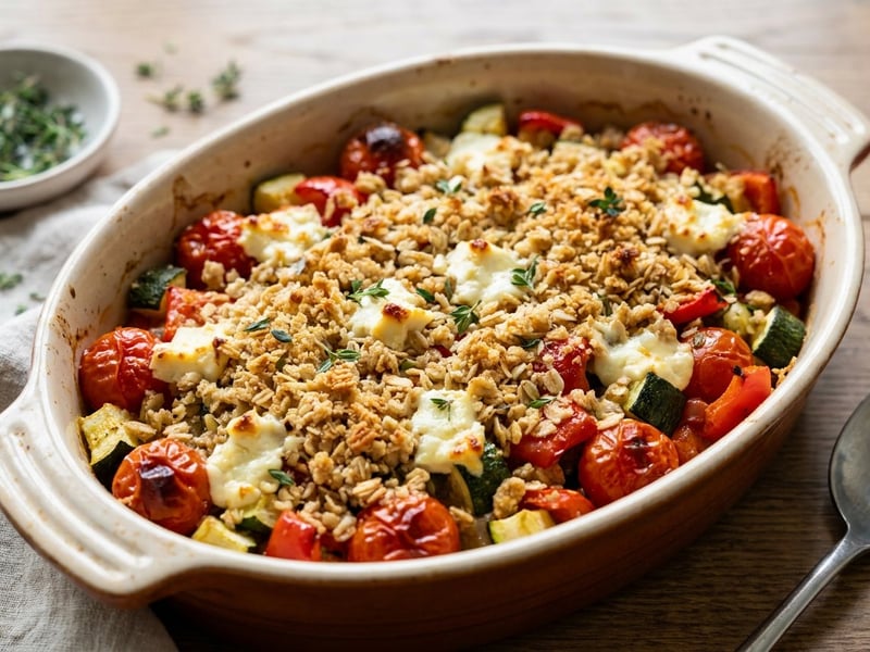 Pikantes Sommergemüse-Crumble mit Feta | Aus dem Backrohr