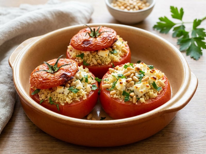 Stuffed Tomatoes with Couscous & Feta | Oven-Baked