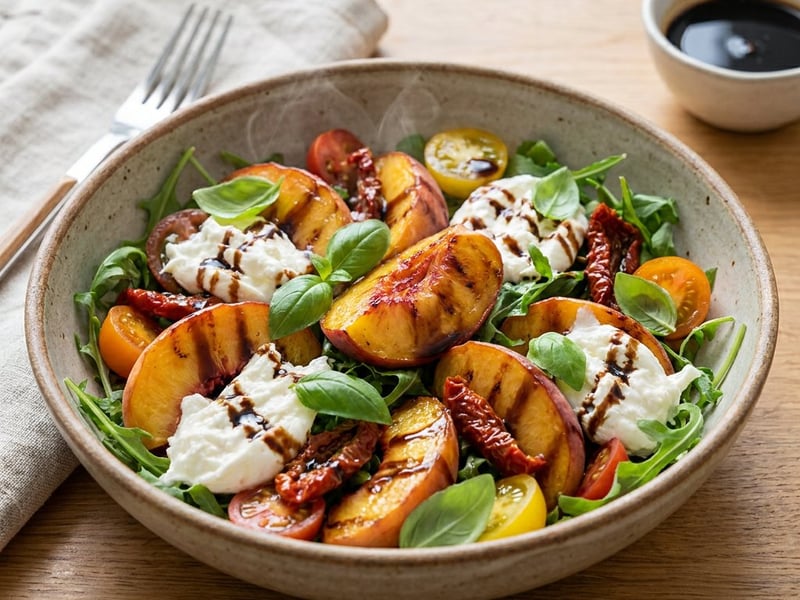 Salad with Grilled Peaches and Burrata