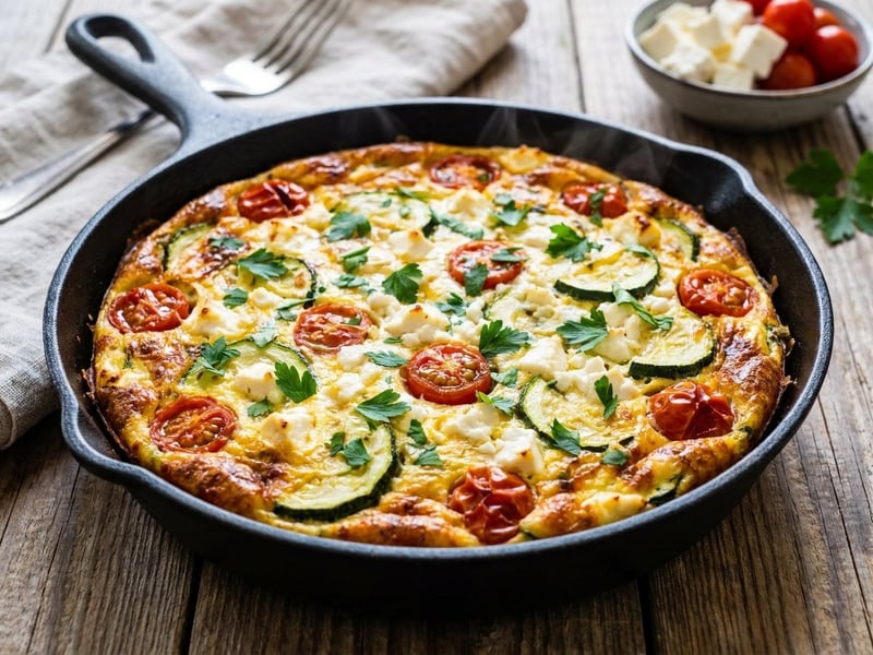Sommerliche Zucchini-Feta-Frittata | Aus dem Backrohr
