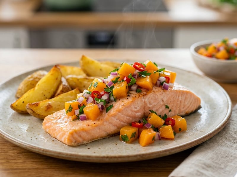 Salmon Fillet with Apricot Salsa | Oven-Baked