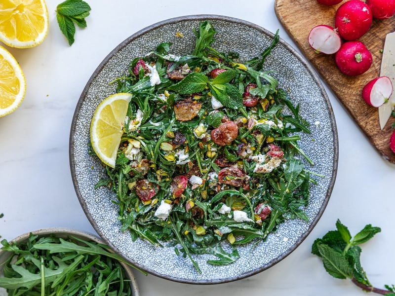 Salad with Roasted Radishes and Goat Cheese