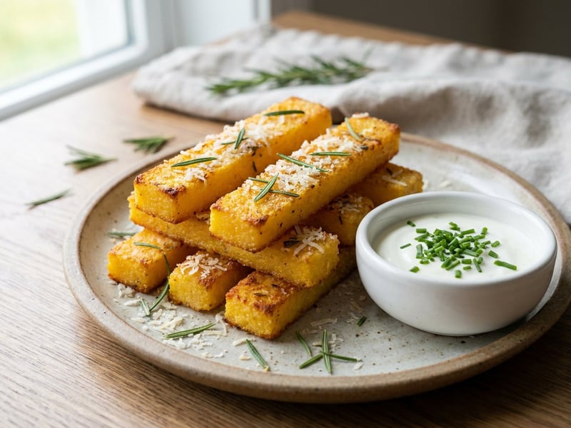 Knusprige Polenta-Pommes | Aus dem Backrohr mit Dip