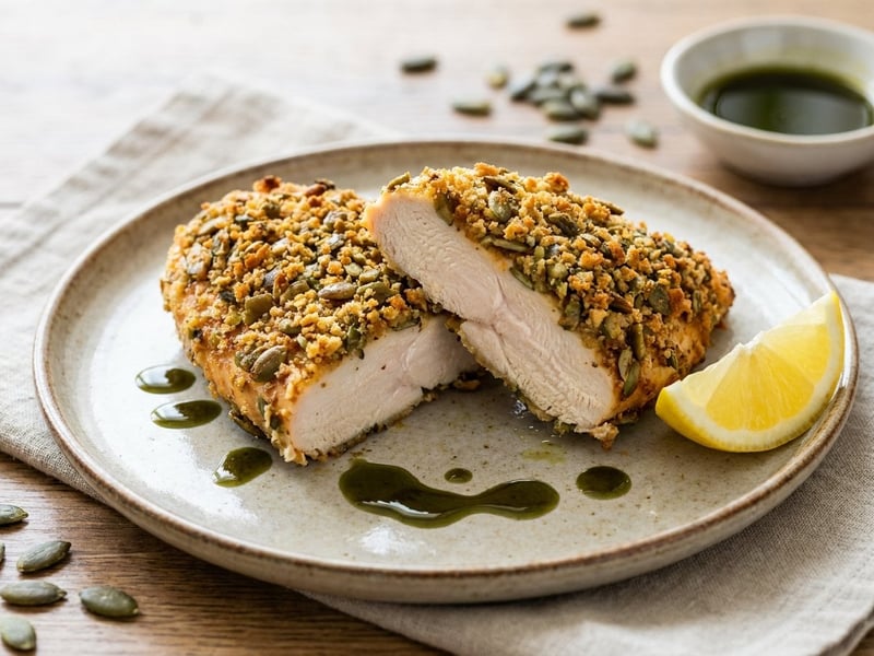 Crispy Pumpkin Seed Chicken Breast | Oven-Baked