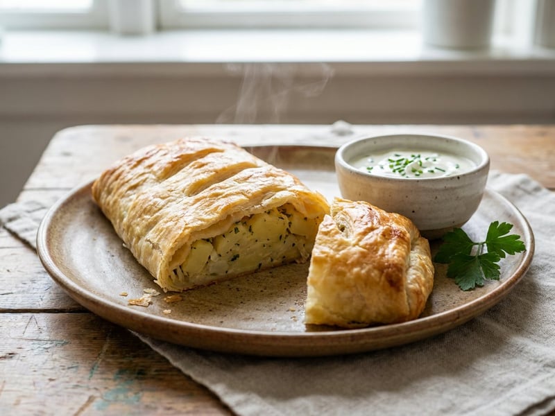 Traditional Viennese Potato Strudel | Crispy Baked