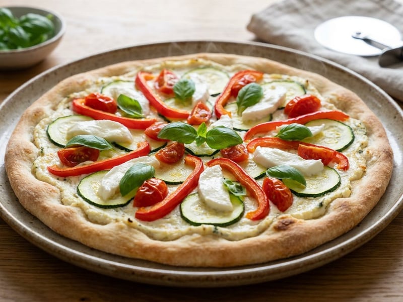 Pizza Bianca with Ricotta & Late Summer Vegetables