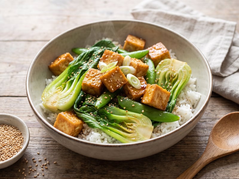 Crispy Wok Tofu with Pak Choi | Ready in 15 Minutes