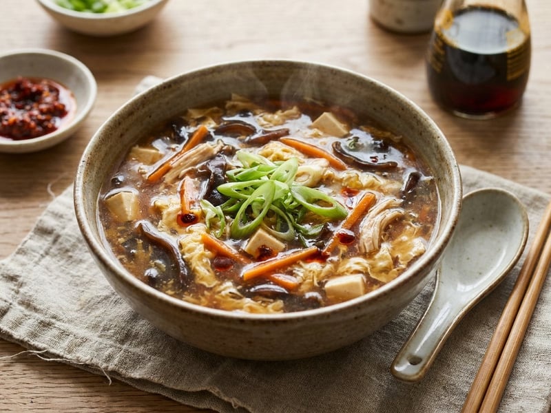 Chinese Hot and Sour Soup | Peking Soup with Chicken & Tofu