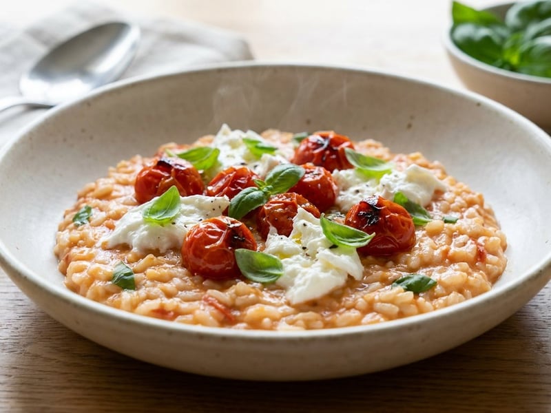 Paradeiser-Risotto mit Burrata | Sommerlich cremig