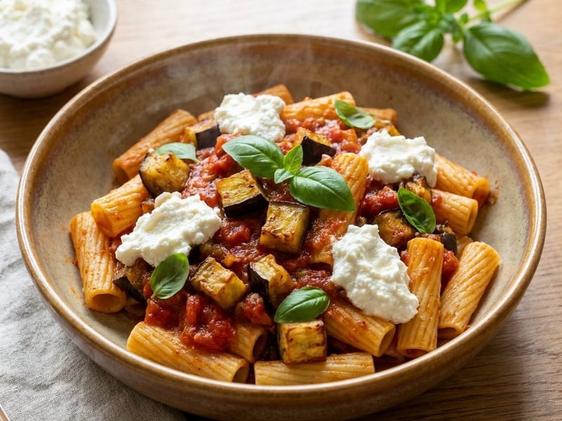 Sizilianische Pasta alla Norma | Mit Melanzani & Ricotta