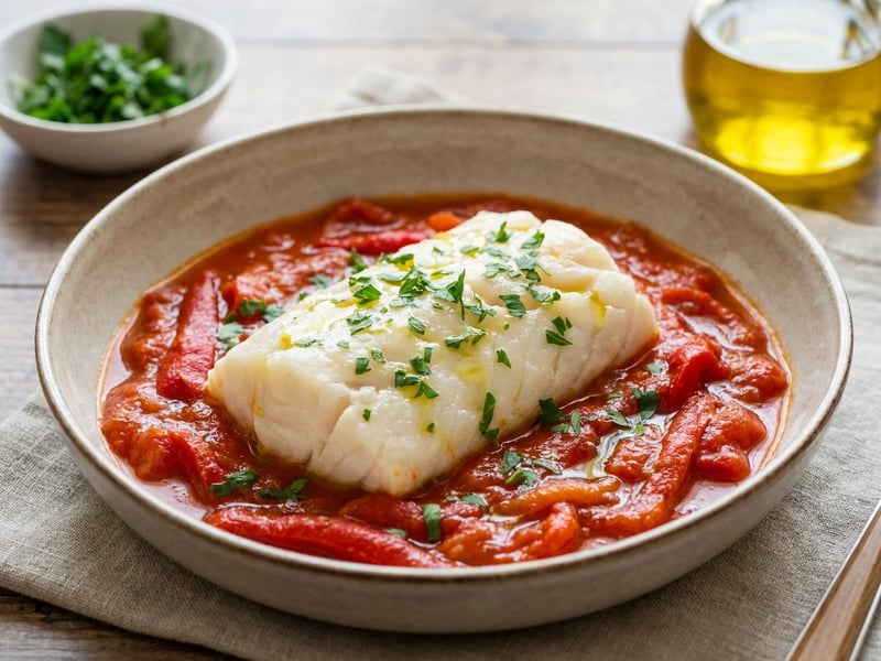 Bacalao a la vizcaína | Cod in Pepper Sauce