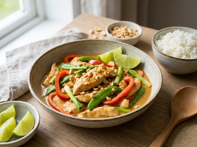 Cremiges Wok-Hendl in Erdnusssauce | In 15 Minuten fertig