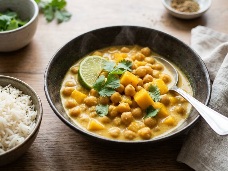 Indisches Kichererbsen-Mango-Curry | Fruchtig & Cremig