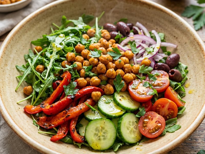 Mediterraner Kichererbsensalat | Knusprig & Würzig