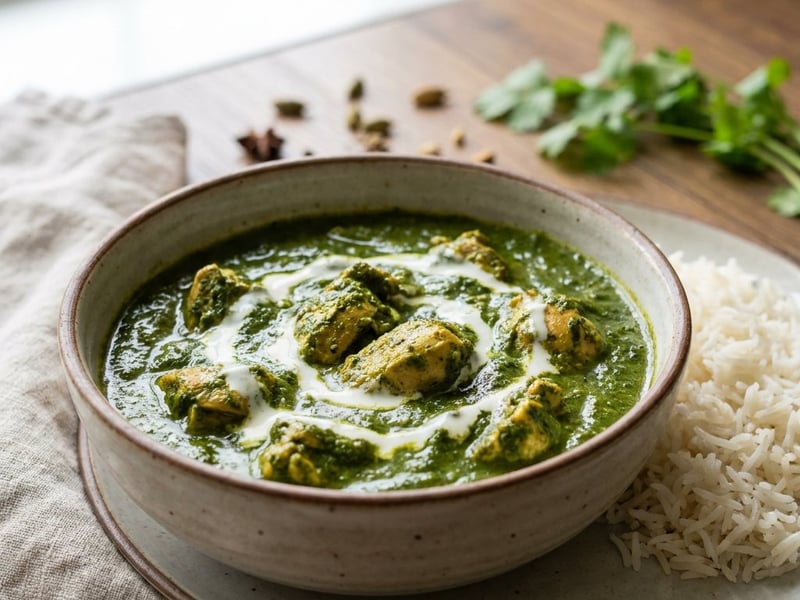 Indisches Palak Hendl | Saftiges Spinat-Curry