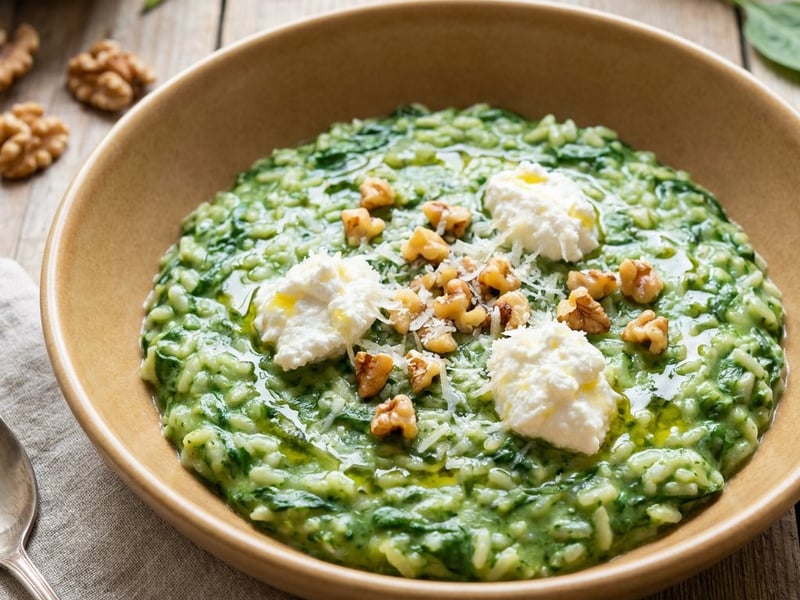 Spinach Risotto with Creamy Ricotta | Tender & Aromatic