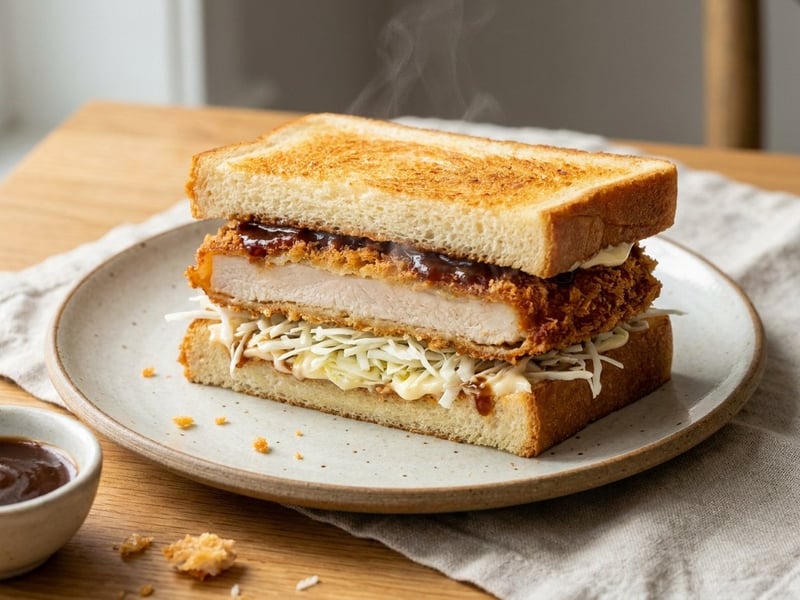 Japanisches Chicken Katsu Sando | Knuspriges Hendl-Sandwich mit Kraut & Tonkatsu-Sauce