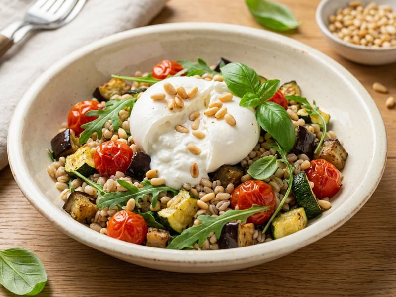 Italienischer Rollgerstensalat | Mit Sommergemüse & Burrata
