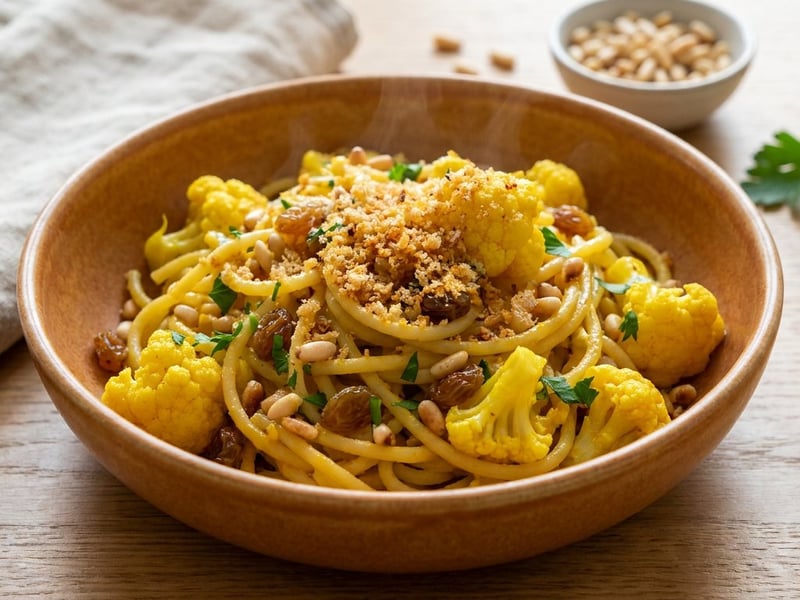 Sizilianische Karfiol-Pasta | Mit Safran & Bröseln