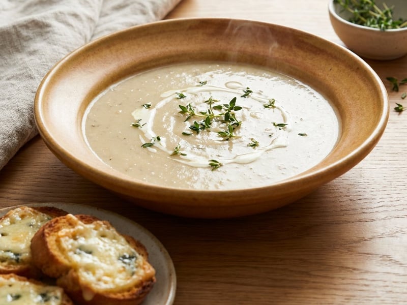 Französische Schalottensuppe | Mit Roquefort-Croûtons