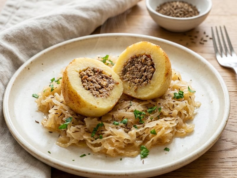 Klassische Hascheeknödel mit Sauerkraut | Deftig & Saftig