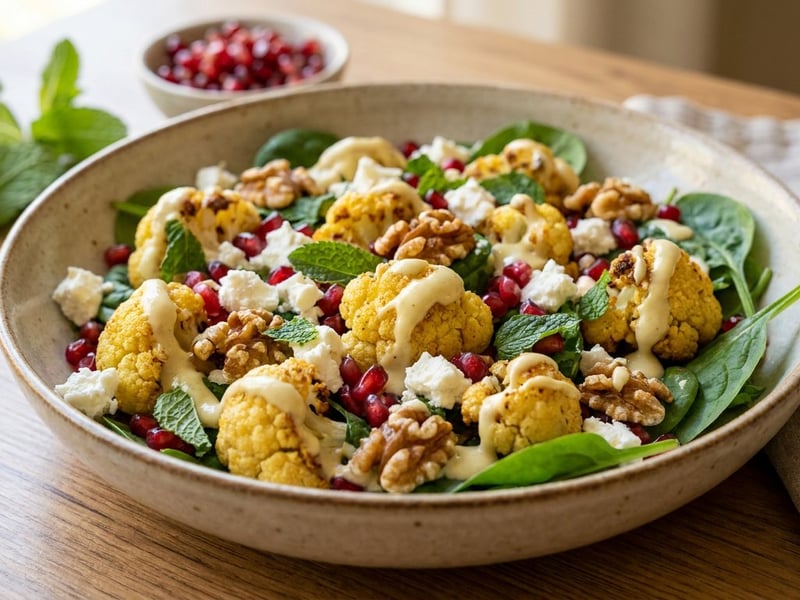 Orientalischer Karfiolsalat mit Feta | Würziger Ofengenuss