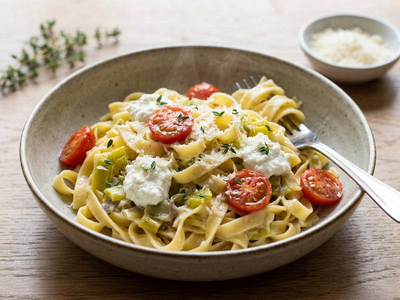 Tagliatelle mit geschmortem Lauch | Cremig & Fein