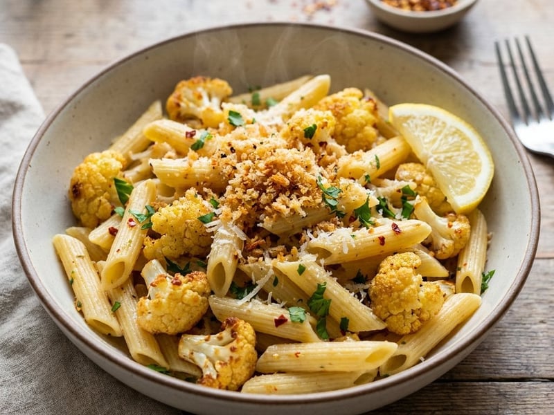 Pasta mit geröstetem Karfiol | Würziger Herbstklassiker