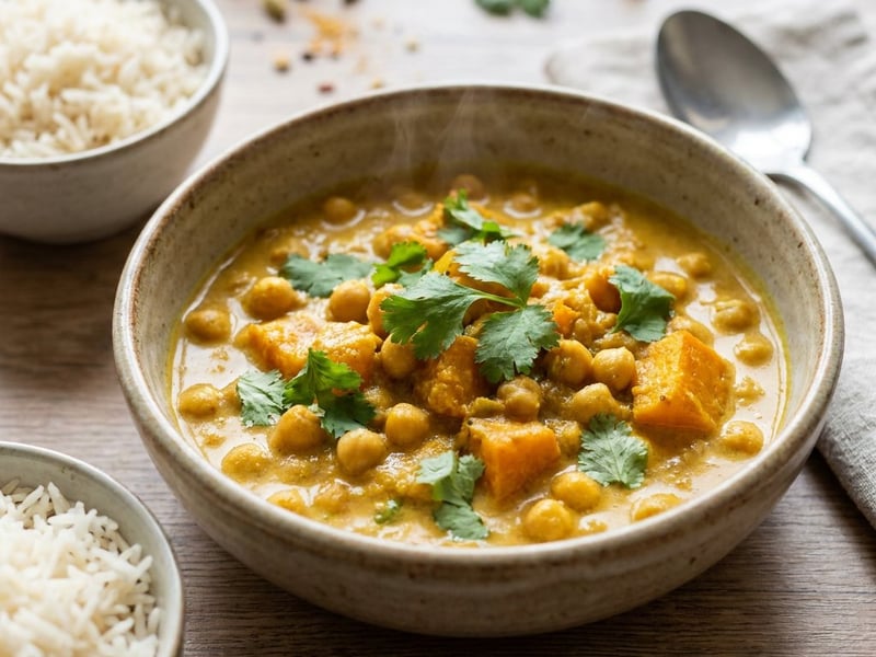 Indian Pumpkin & Chickpea Curry | Creamy & Vegan