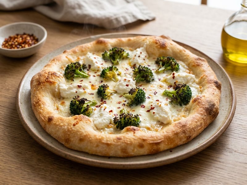 Pizza Bianca with Broccoli & Ricotta | Crispy from the Oven