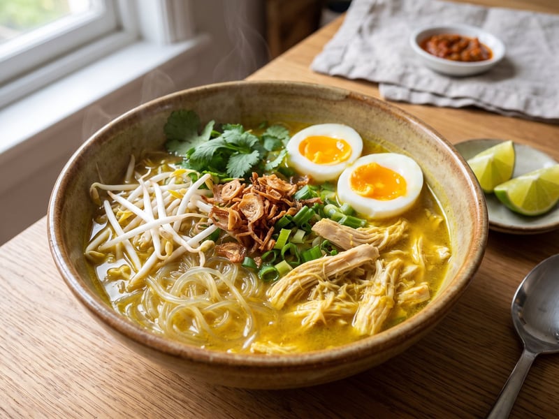Soto Ayam | Indonesische Hendlsuppe mit Kurkuma