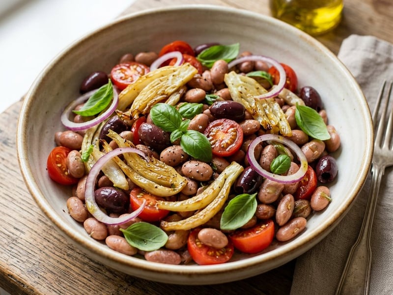 Mediterraner Borlottibohnen-Salat | Mit gebratenem Fenchel