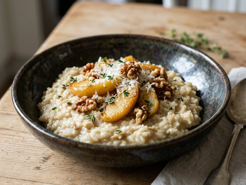 Knollensellerie-Risotto mit karamellisierten Äpfeln & Walnüssen | Cremiger Herbstgenuss