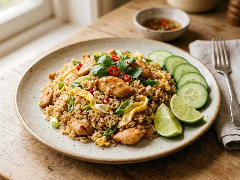 Khao Pad Gai | Thailändischer Bratreis mit Hendl aus dem Wok