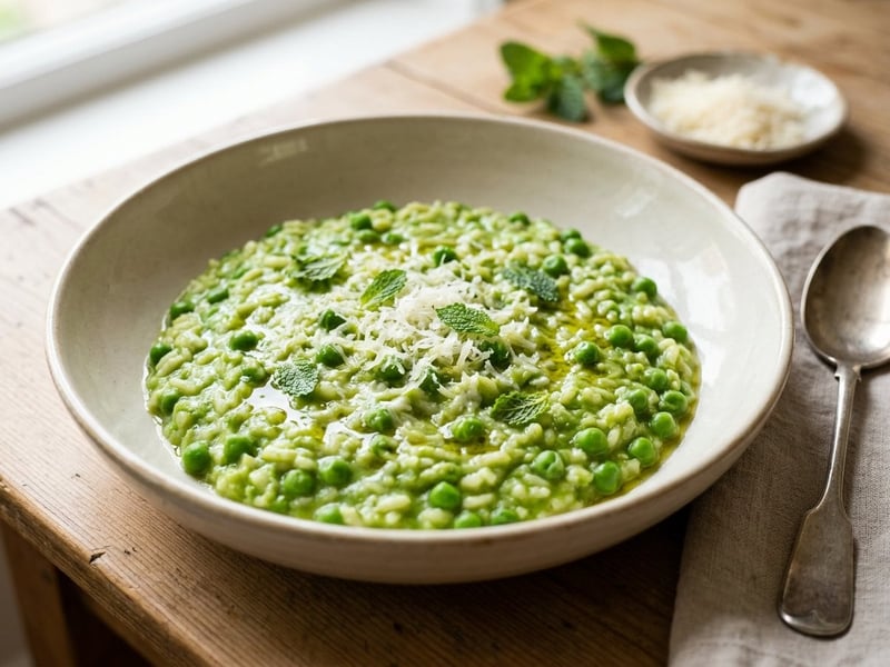 Cremiges Erbsen-Risotto mit Minze & Parmesan
