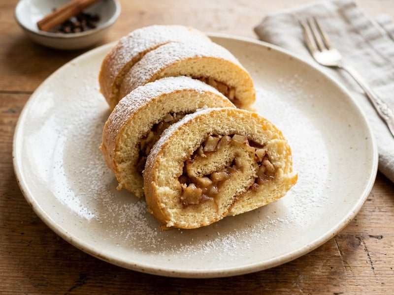 Altwiener Apfel-Biskuitroulade | Saftig & Flaumig
