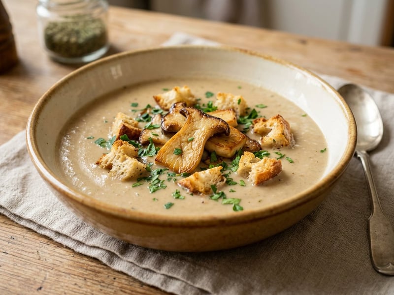 Französische Schalottensuppe mit Kräuterseitlingen