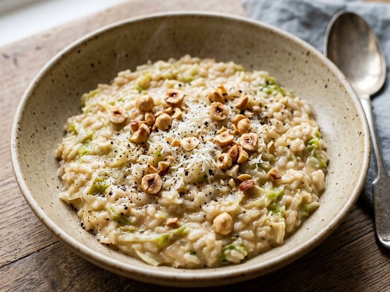 Wirsing-Risotto mit Haselnüssen | Cremig & nussig