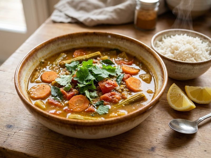 Südindisches Sambar Dal mit Karotten