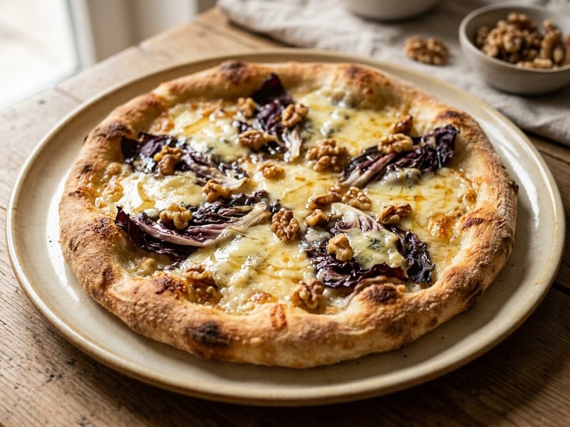 Pizza Bianca mit Radicchio & Gorgonzola | Aus dem Backrohr