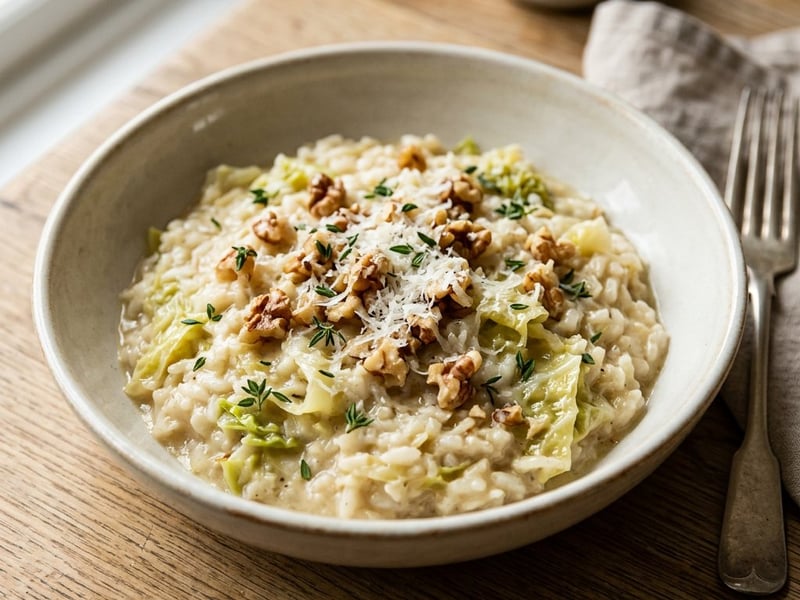Wirsing-Risotto mit Walnüssen | Cremig & Herbstlich