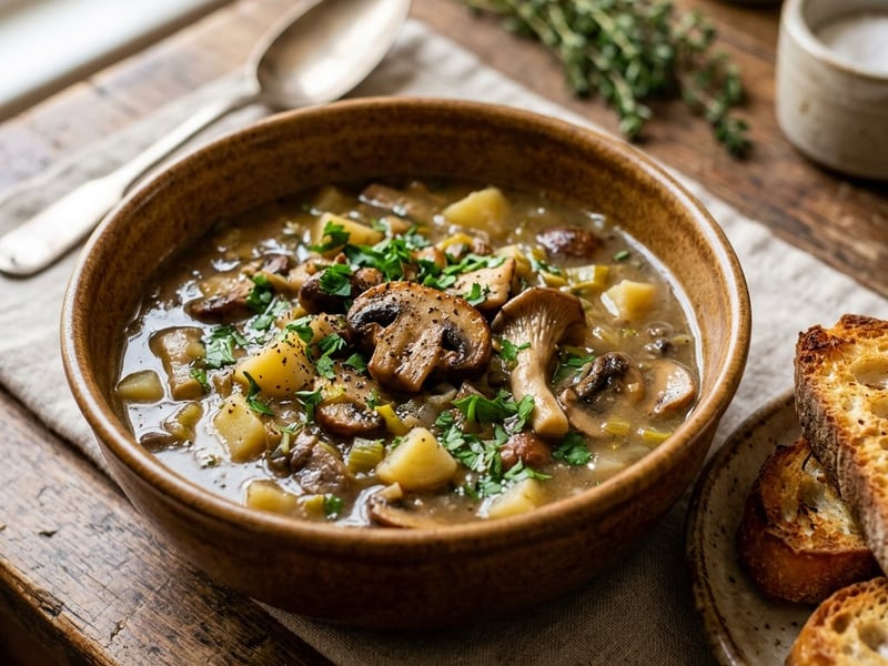 French Peasant Mushroom Soup | Hearty & Rustic