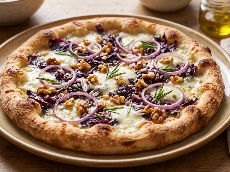 Pizza mit Radicchio & Gorgonzola | Knusprig & pikant
