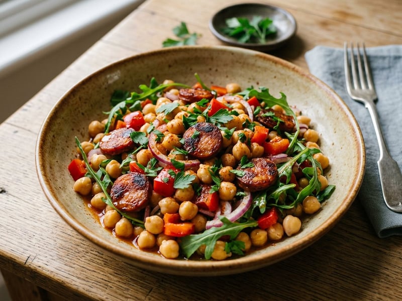 Spanischer Kichererbsensalat | Mit knuspriger Chorizo