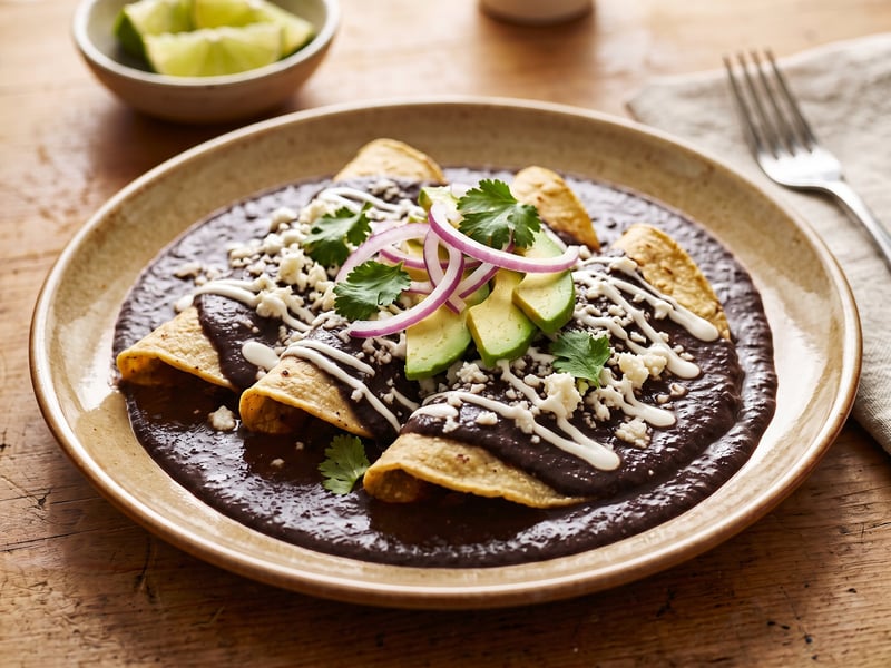 Mexikanische Enfrijoladas | Samtige Bohnen-Tortillas