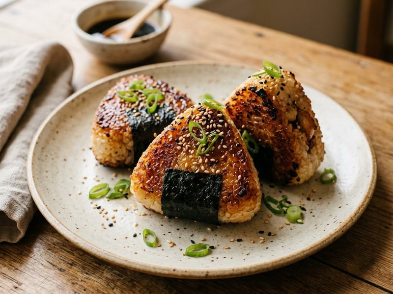Teriyaki Chicken Yaki Onigiri | Crispy Street Food Rice Triangles